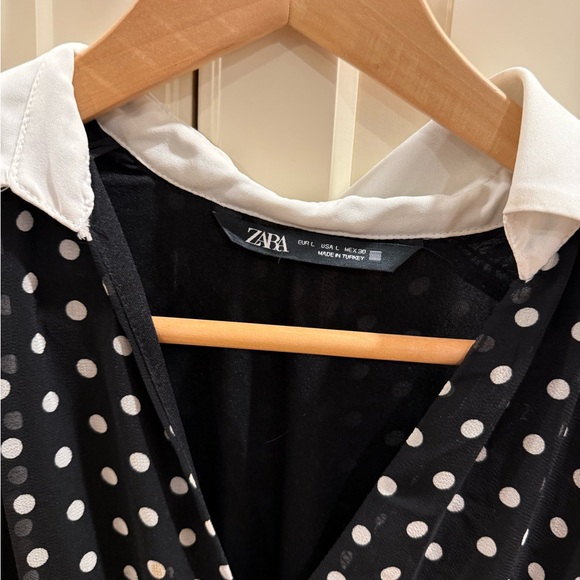 Zara Black Dress with White Polka Dots - Picture 2 of 2
